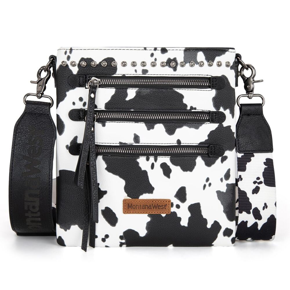 7117 Cow Print Crossbody Purse Multi Pocket Crossover Side Purses Medium